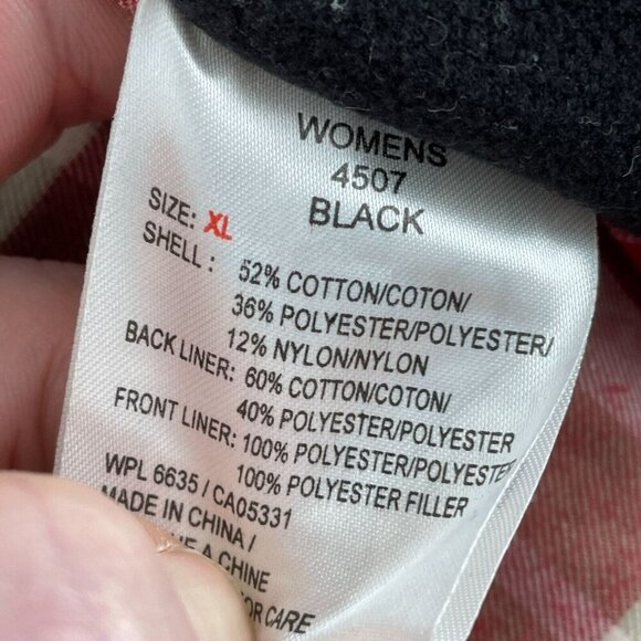 Woolrich Womens Black Outdoor Jacket With Sherpa Collar Plaid Lining 1857 - Picture 5 of 11